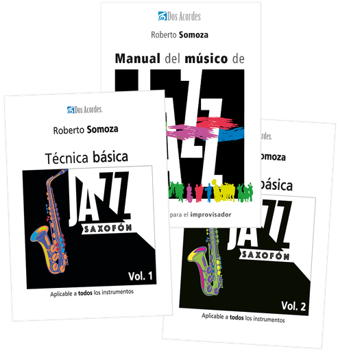 Promotional pack: Jazz saxophone, technical exercices for all instruments, volumes 1 and 2, and Manual del músico de jazz: A practical guide to improvisation